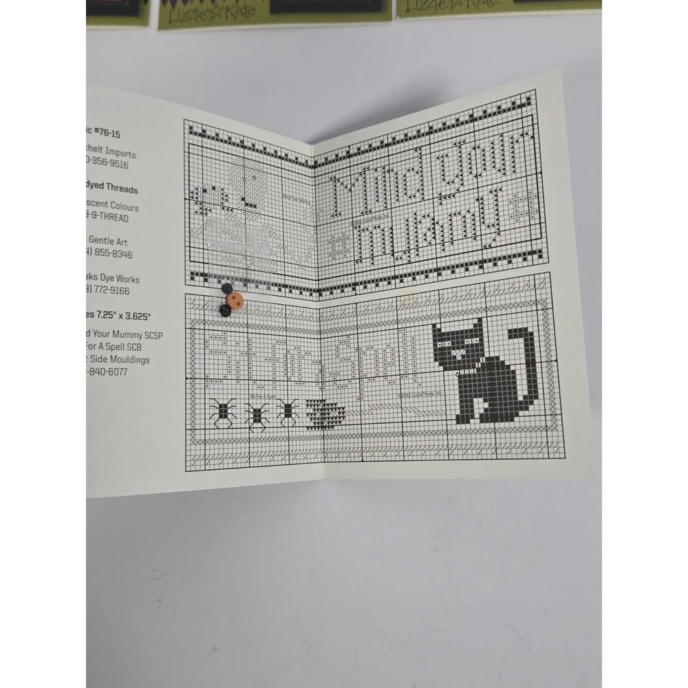 Lizzie Kate Halloween Rules F104-F109 Full Set 6 Charts & Buttons Patterns Lot 6